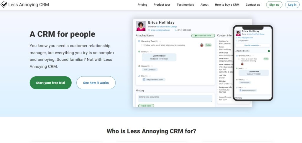 less_annoying_crm-startpagina Less Annoying CRM startpagina